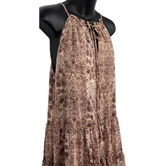 Drew Anthropologie Women Tier Dress Size Medium Pink Boho Keyhole Sleeveless New - Picture 3 of 11